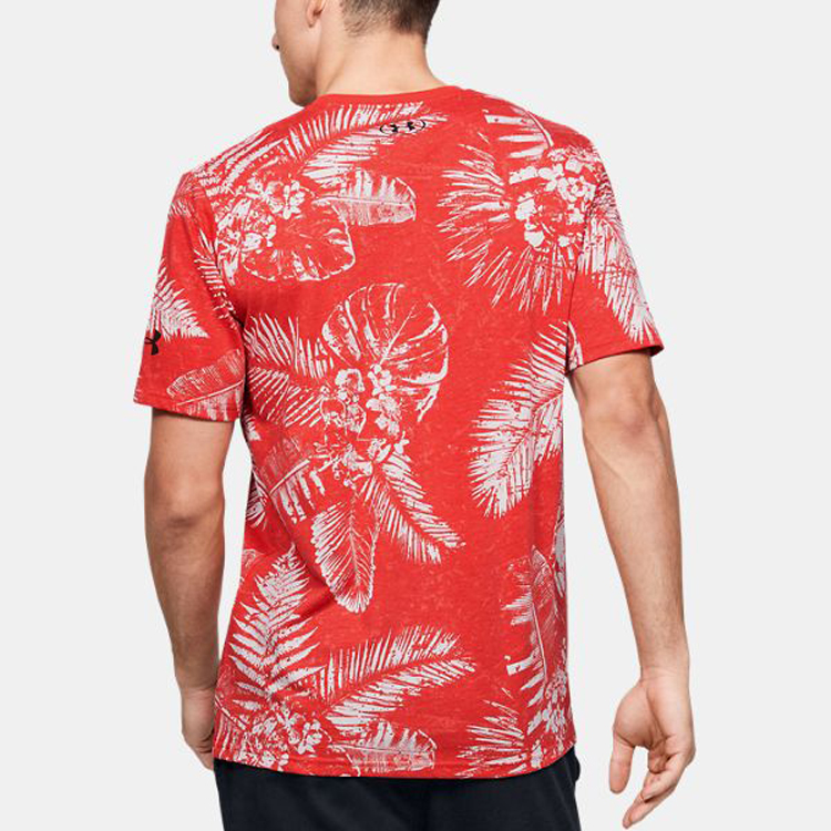 Мужская футболка Under Armour Project Rock Aloha camo (красная) — фото 4