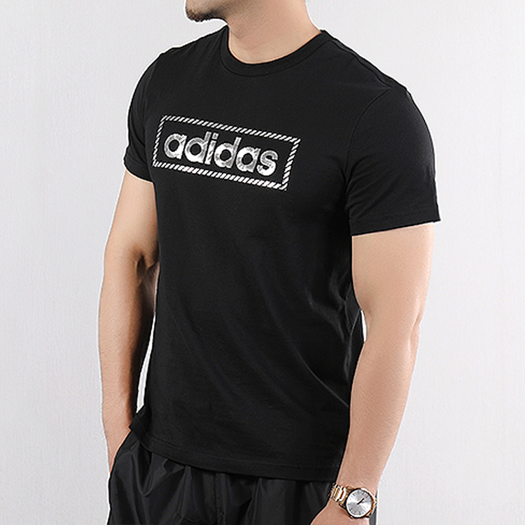 Мужская футболка adidas T (черная) — фото 4