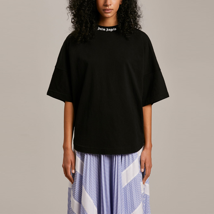 Женская футболка PALM ANGELS SS21 Oversized Tee (черная) — фото 4