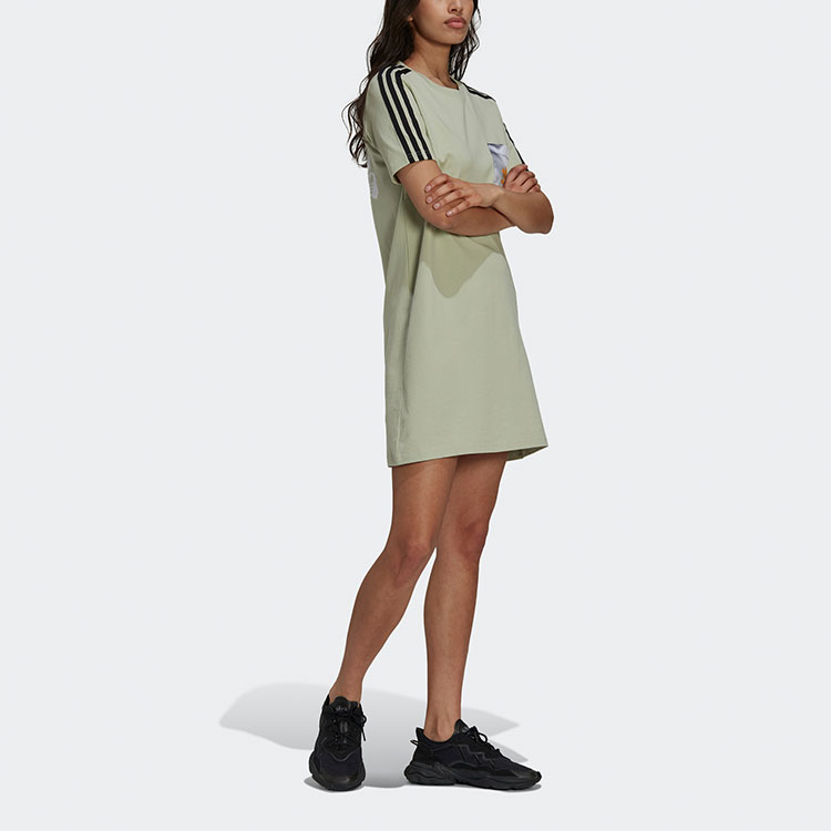 Женское платье adidas originals Ribbed Tee Dress (зеленое) — фото 3