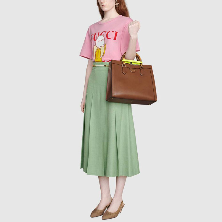Женская футболка Gucci x Bananya (розовая) — фото 2