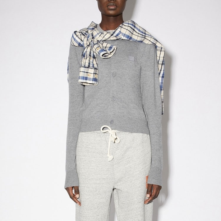 Женская куртка-кардиган Acne Studios SS21 Face (серая) — фото 3