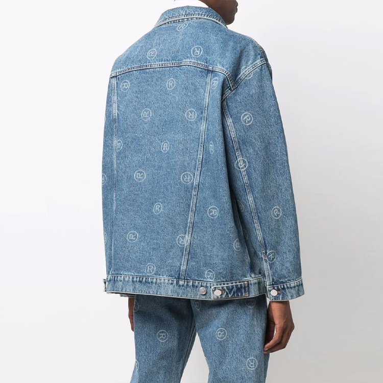 Мужская куртка Martine Rose Logo Denim Jacket (синяя) — фото 2