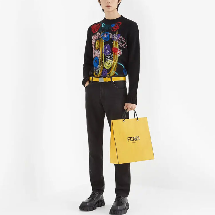 Мужские джинсы Fendi Logo (черные) — фото 3
