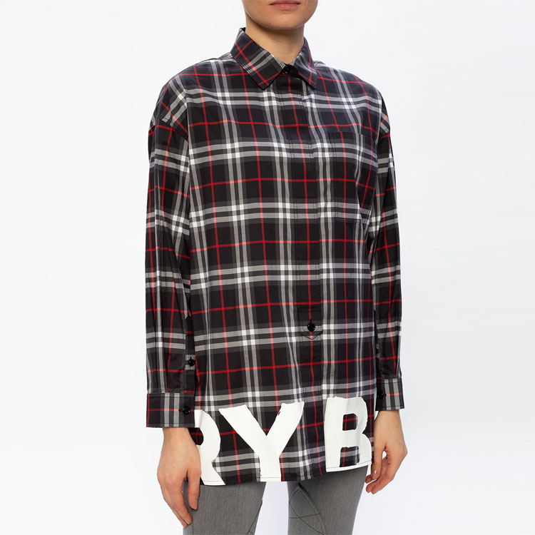Женские рубашка Burberry SS21 Logo (красный) — фото 2