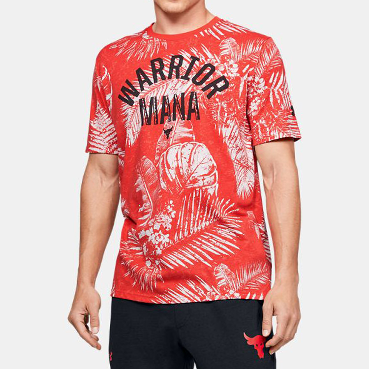 Мужская футболка Under Armour Project Rock Aloha camo (красная) — фото 5
