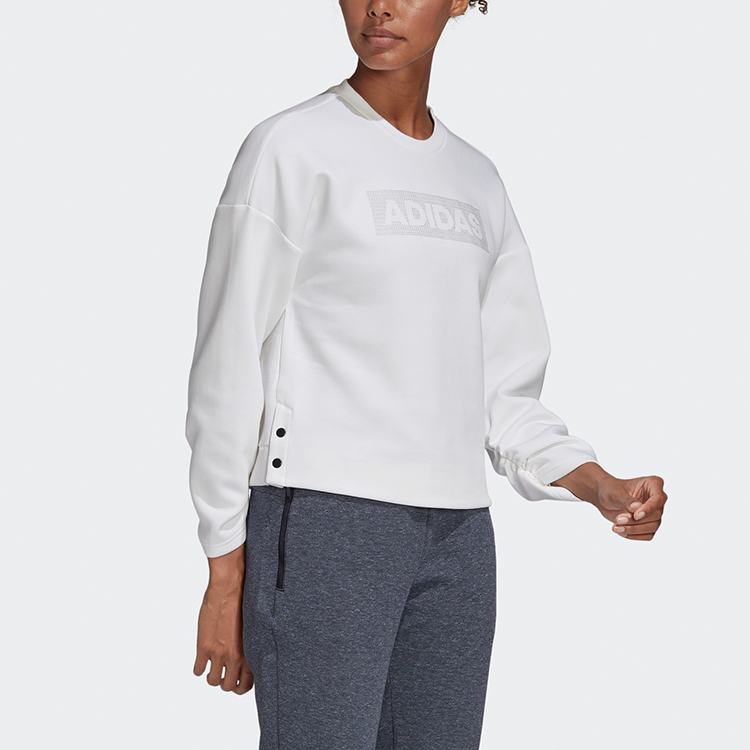 Женское худи adidas Crew Dk Emby (белое) — фото 4