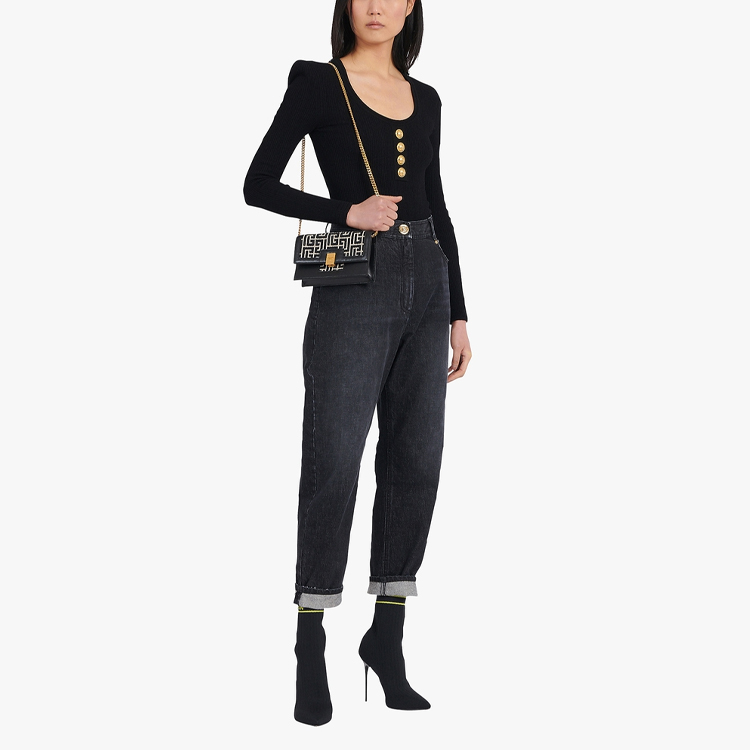 Женское боди BALMAIN (черное) — фото 5