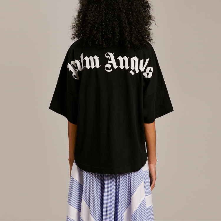 Женская футболка PALM ANGELS SS21 Oversized Tee (черная) — фото 5
