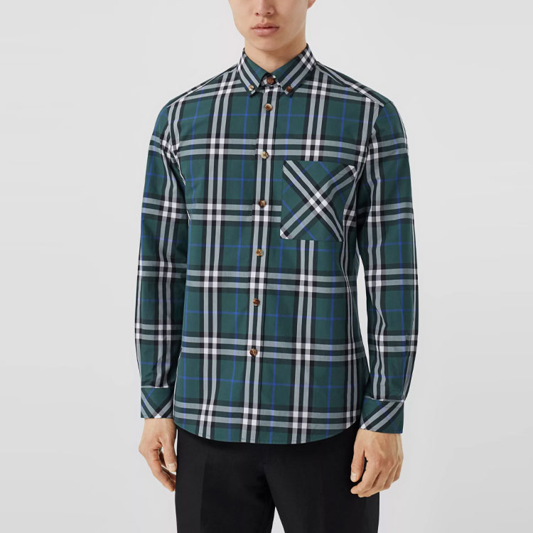 Мужская рубашка Burberry (зеленая) — фото 2