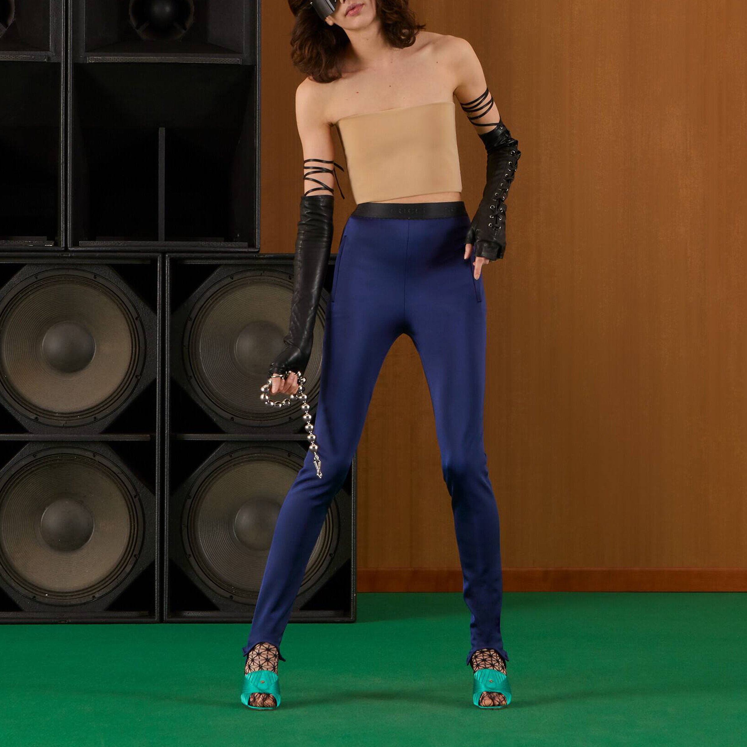 Женские штаны Gucci Lycra Stirrup Pants (синие) — фото 6