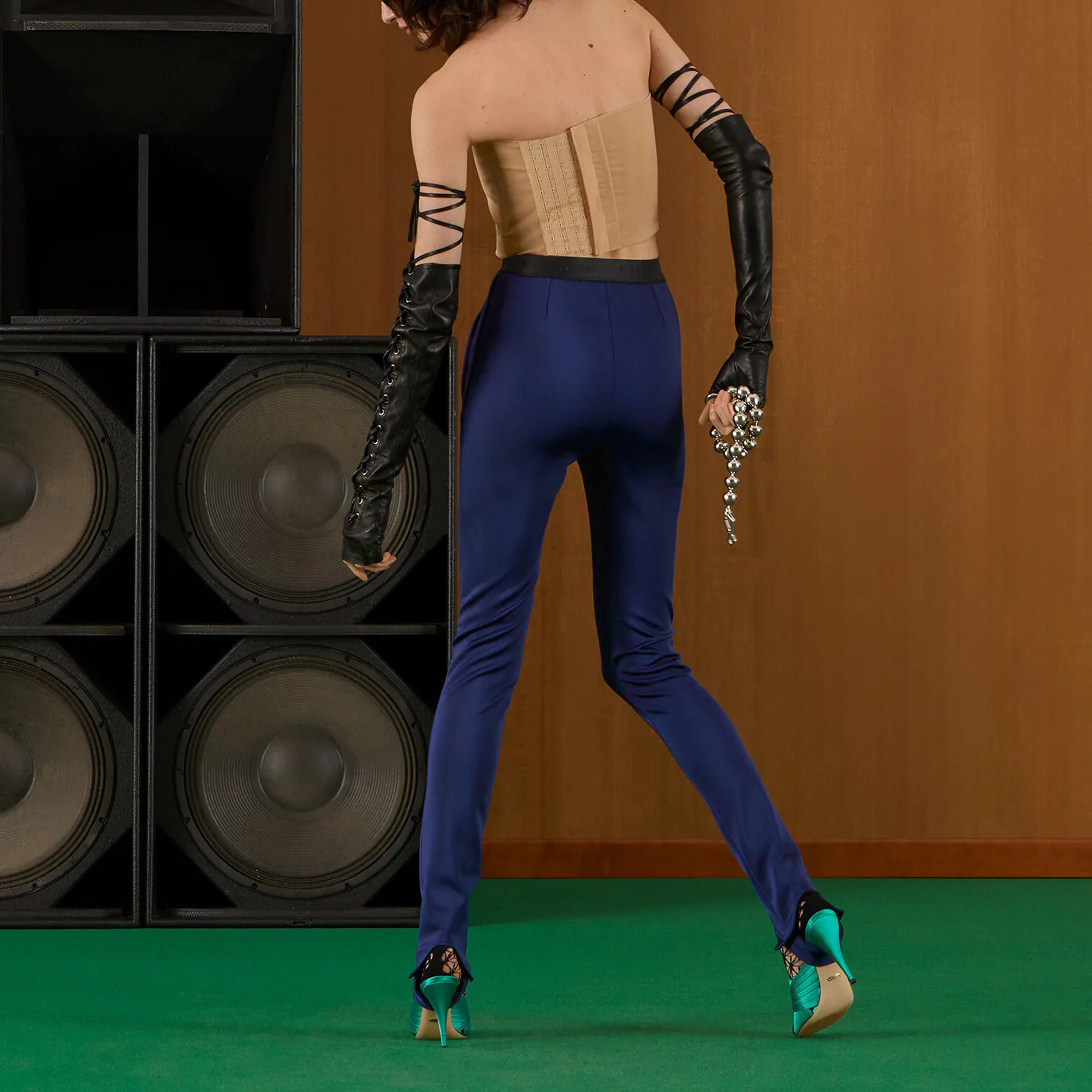 Женские штаны Gucci Lycra Stirrup Pants (синие) — фото 5