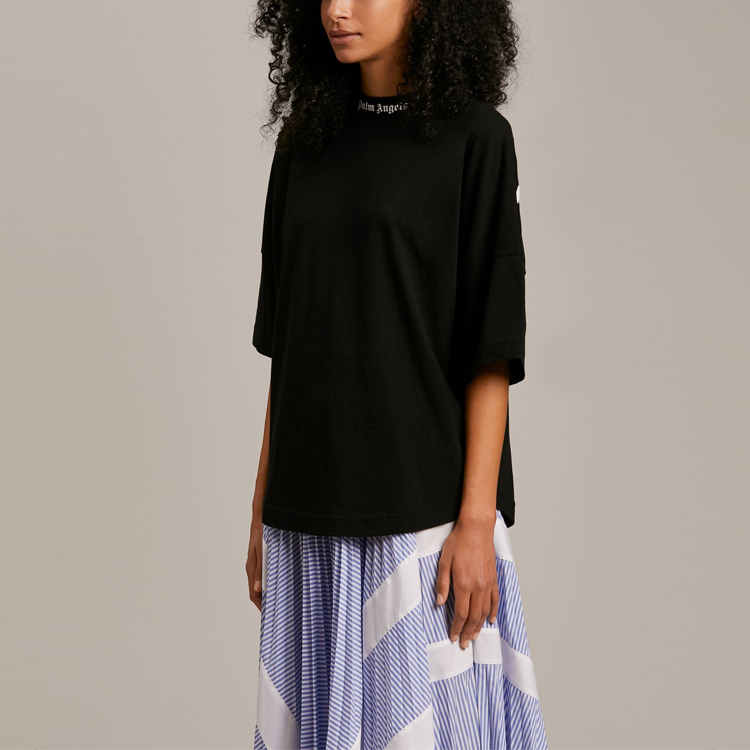 Женская футболка PALM ANGELS SS21 Oversized Tee (черная) — фото 7