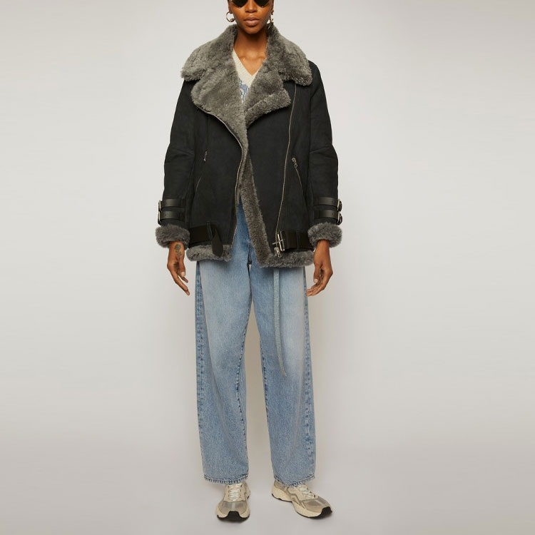 Женская куртка Acne Studios Leather Jacket (черная) — фото 3