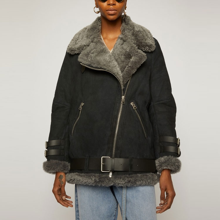 Женская куртка Acne Studios Leather Jacket (черная) — фото 2