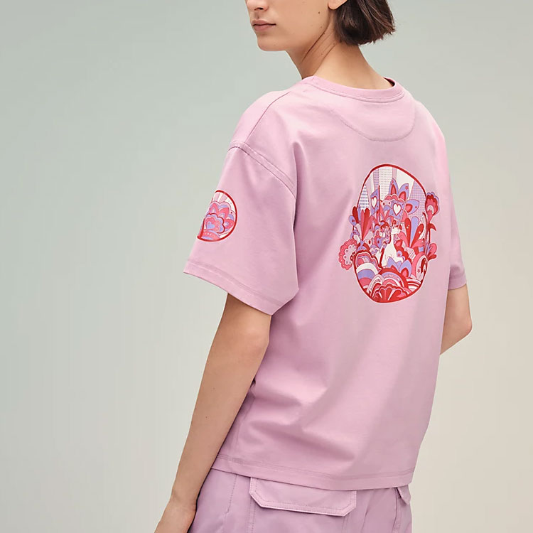 Женская футболка Hermes SS22 (розовая) — фото 4