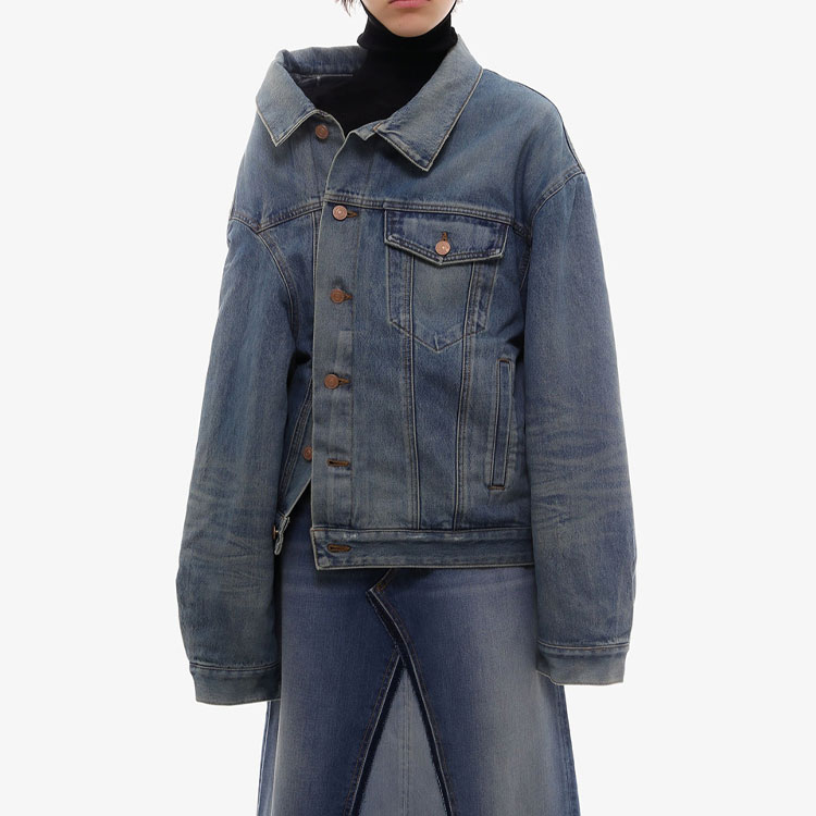 Женские куртка Balenciaga FW21 Denim Jacket (синяя) — фото 2