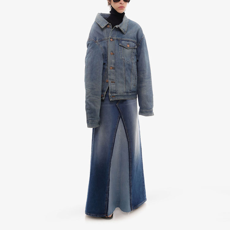 Женские куртка Balenciaga FW21 Denim Jacket (синяя) — фото 4