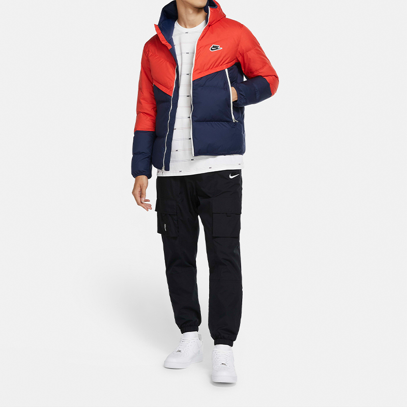 Мужская куртка Nike Sportswear Down-Fill Windrunner (красно-синяя) — фото 4