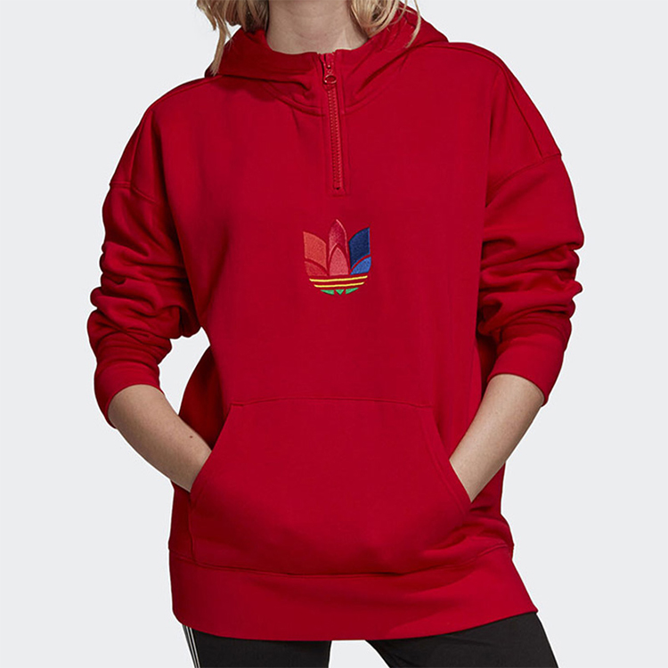 Худи adidas originals Trefoil Half-zip (красное) — фото 3