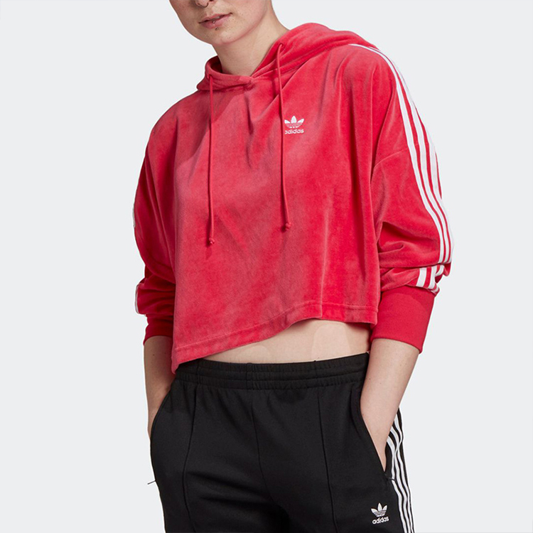 Женское худи adidas originals Cropped Hoodie (розовое) — фото 3
