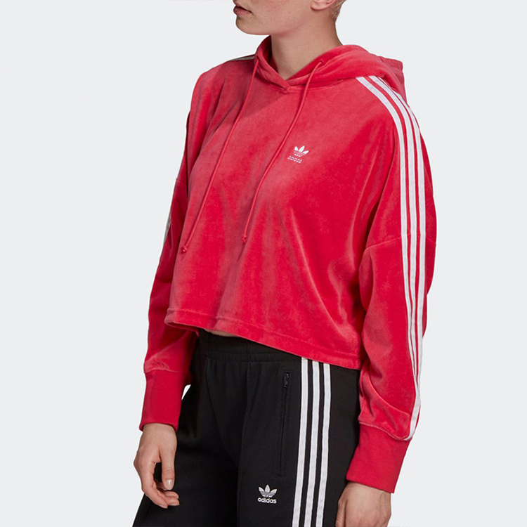 Женское худи adidas originals Cropped Hoodie (розовое) — фото 5