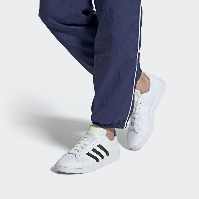 Мужские кеды adidas neo GRAND COURT Base (бело-черно-зеленые) — Белый / чёрный / зелёный — фото 7