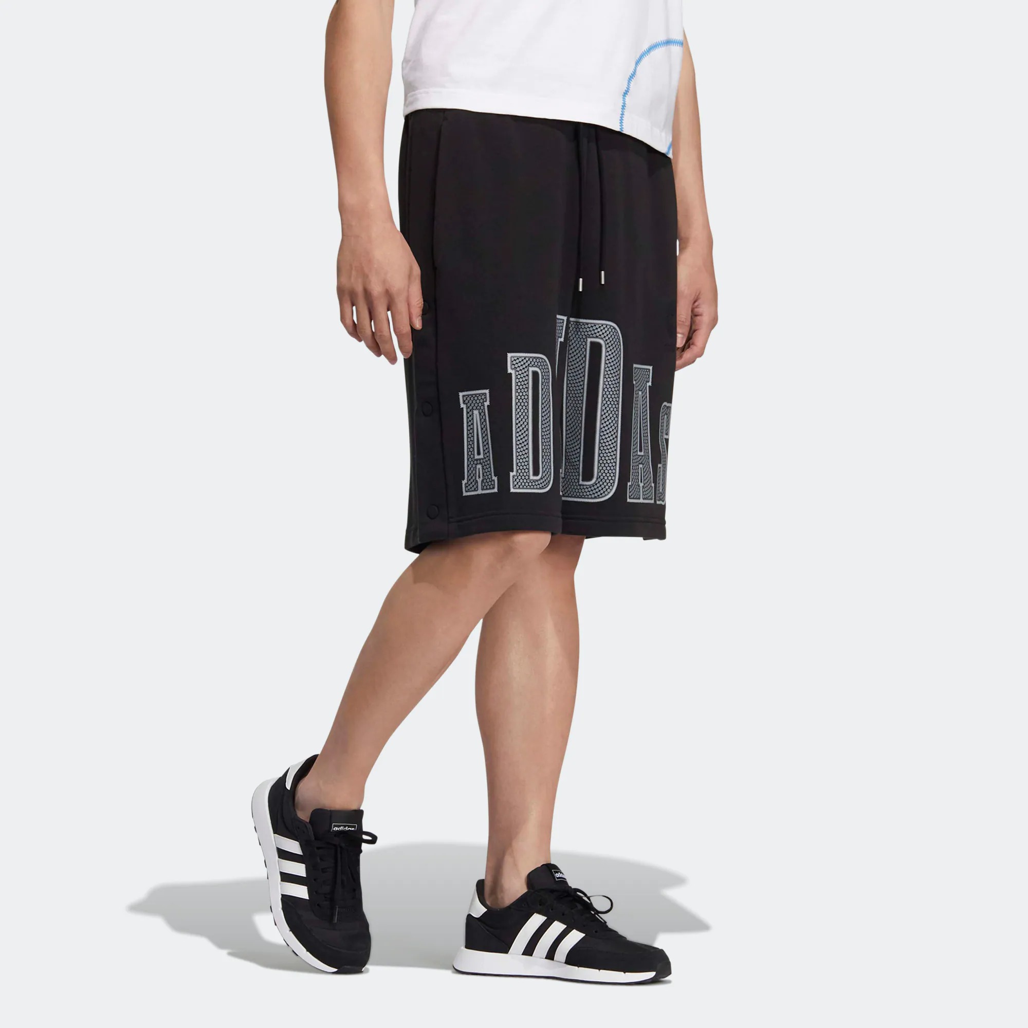 adidas neo Big Logo Print Sports Shorts Black