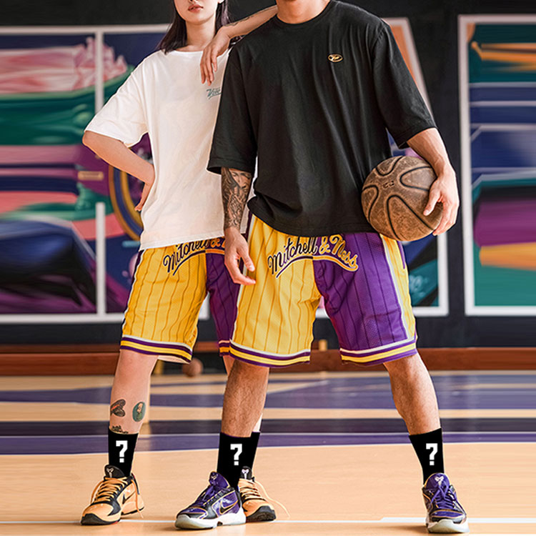 Mitchell Ness x UZIS Basketball Shorts Unisex Purple Gold