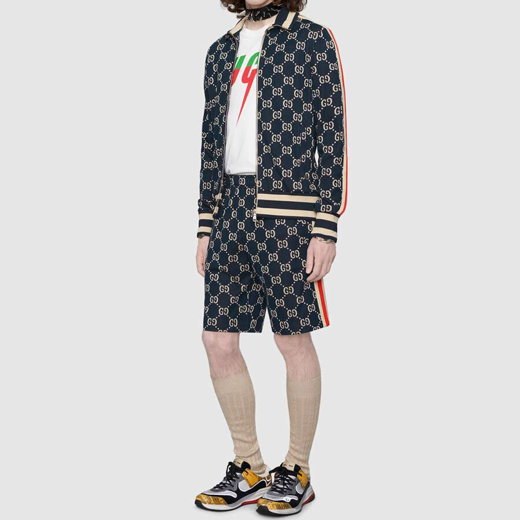 Мужские штаны Gucci Monogram Shorts (синие) — фото 4