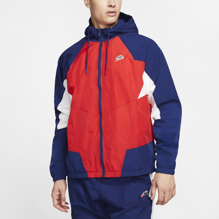 Мужская куртка Nike Sportswear Heritage Windrunner (красно-синяя) — фото 5
