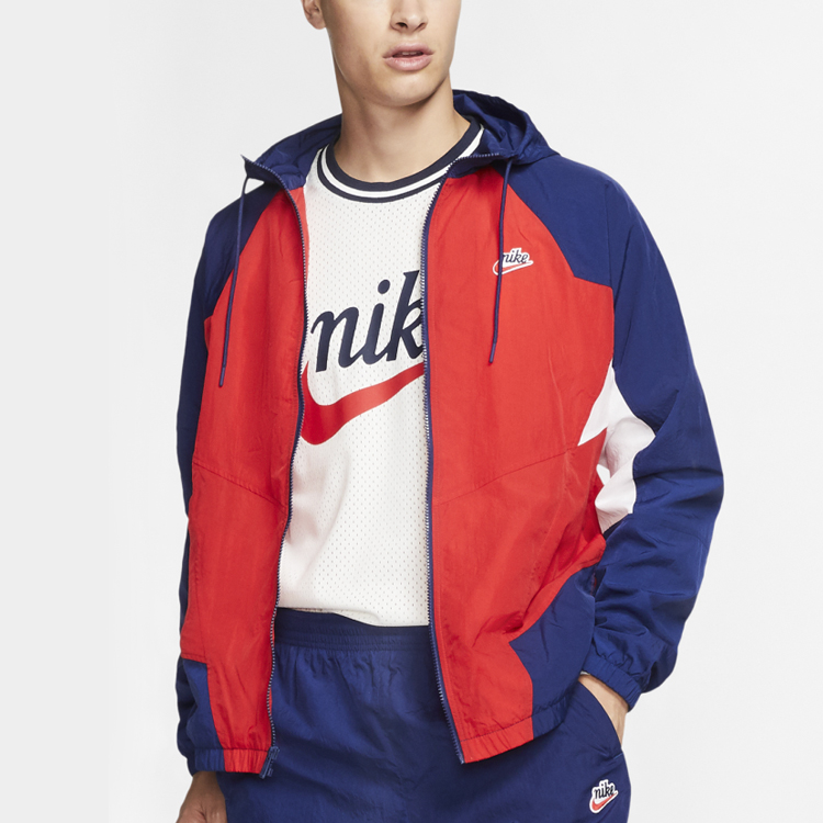 Мужская куртка Nike Sportswear Heritage Windrunner (красно-синяя) — фото 4