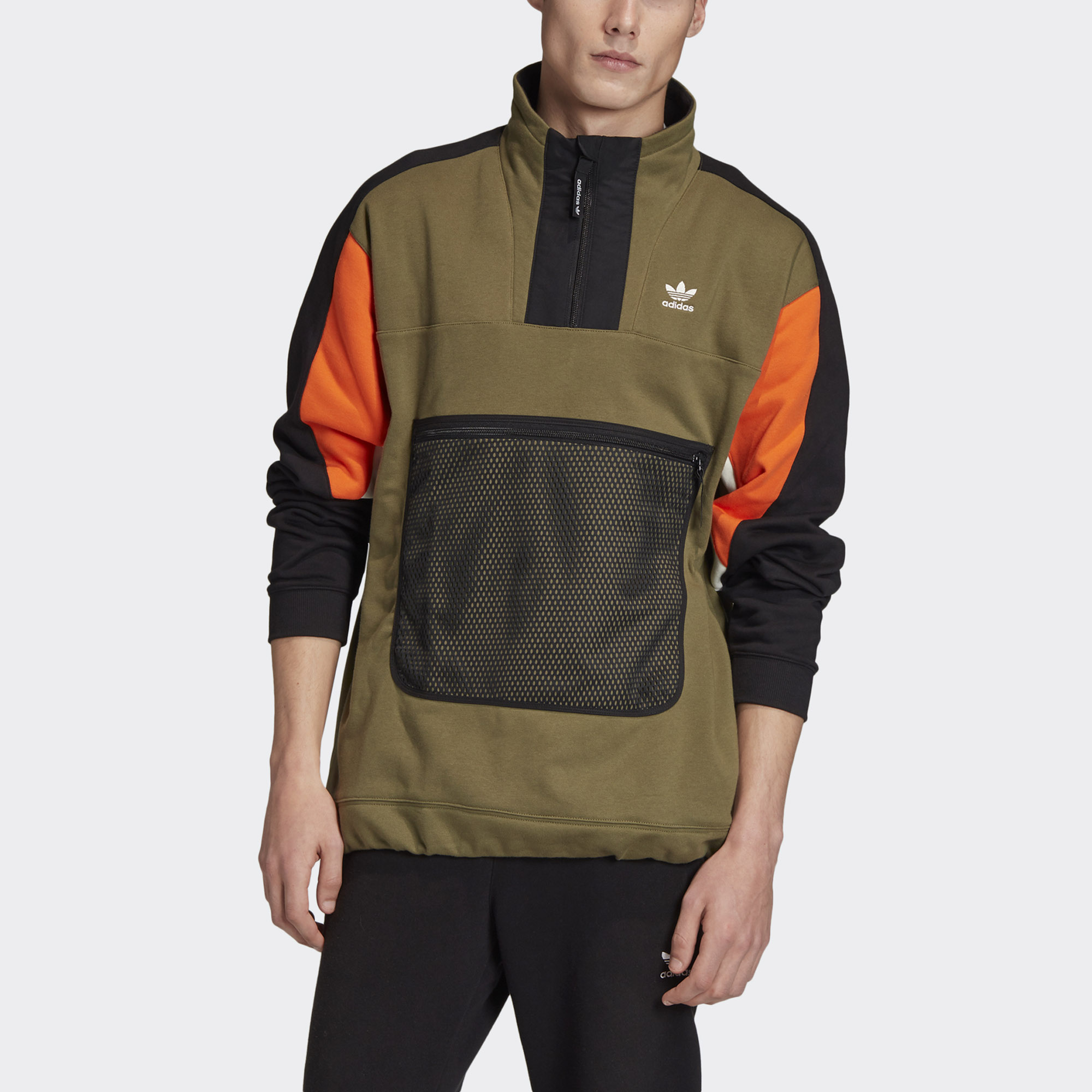 Мужское худи adidas originals (оливковое) — фото 3