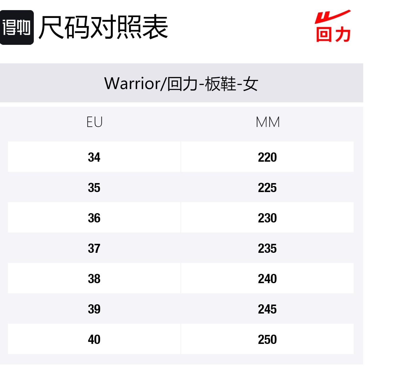 Size Table