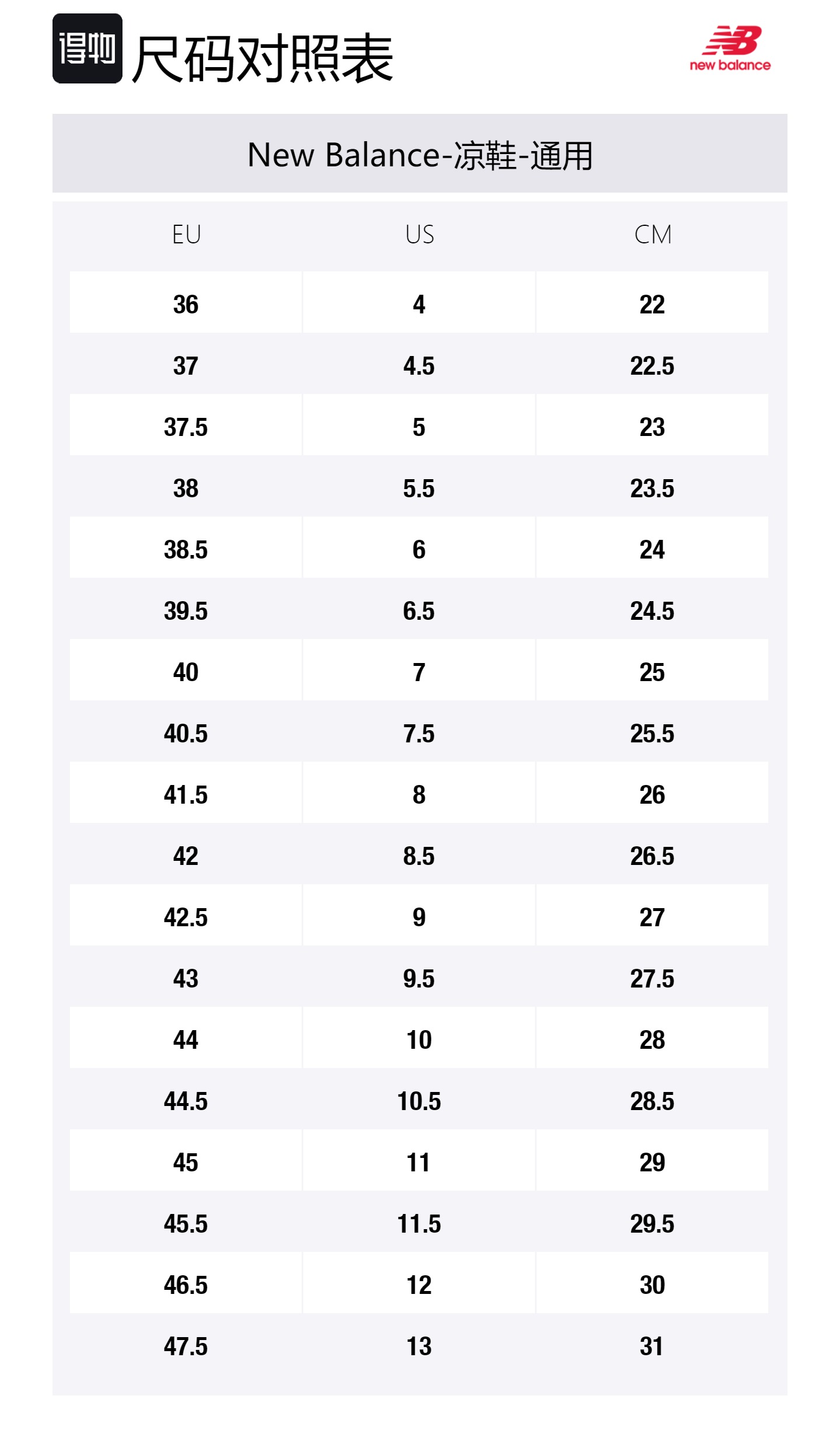 Size Table