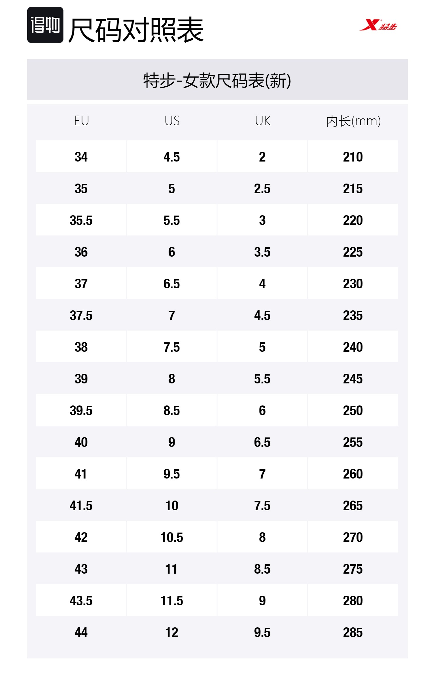 Size Table