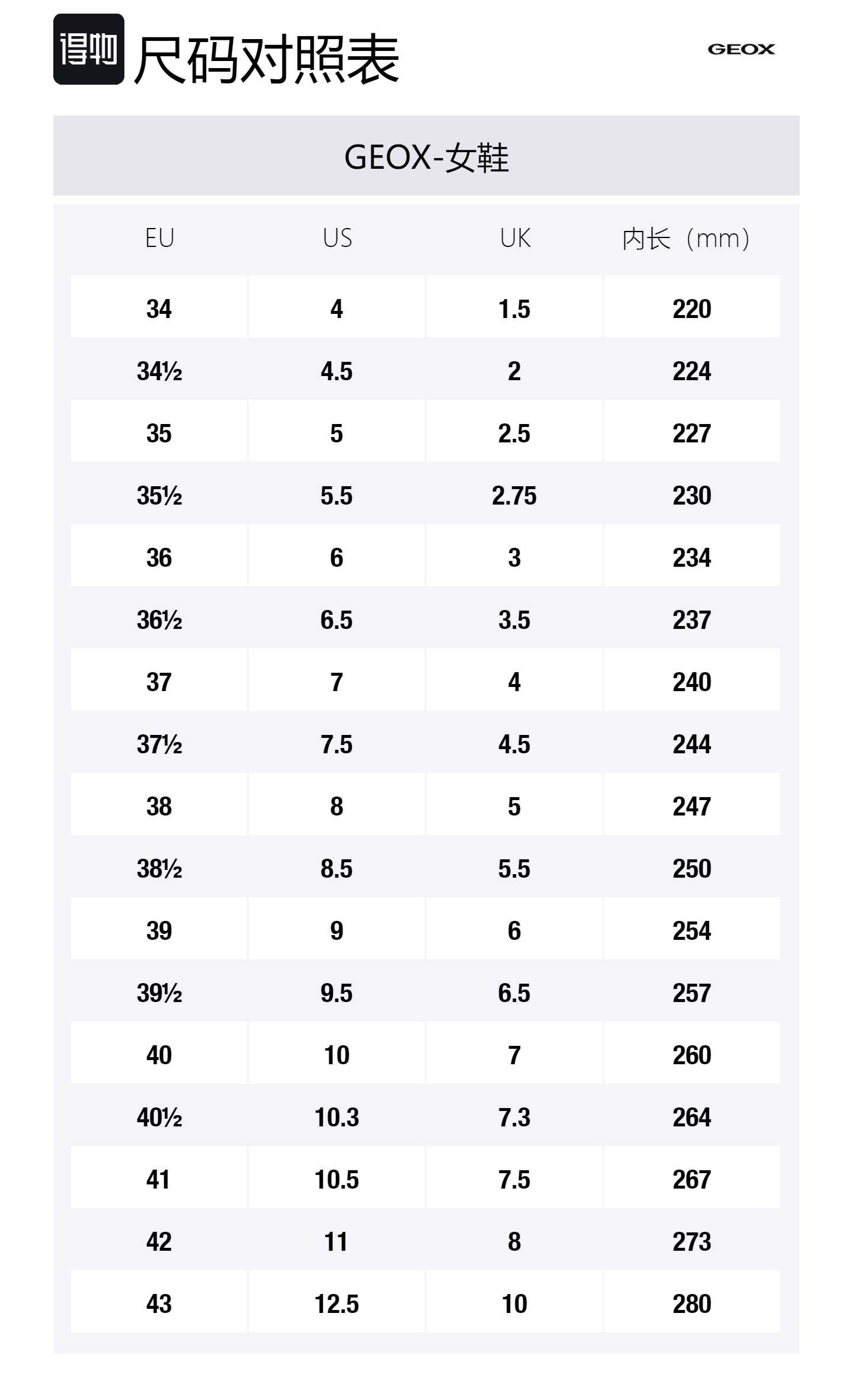 Size Table
