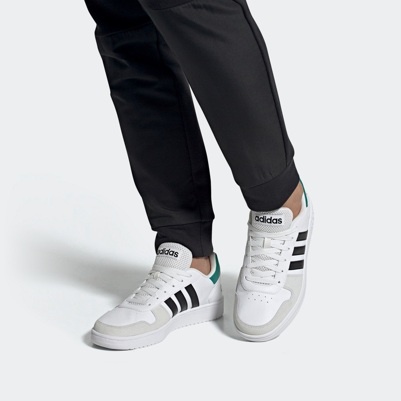 Мужские кеды adidas neo Hoops 2.0 (белый / серый / зеленый) — Белый / серый / зелёный — фото 7