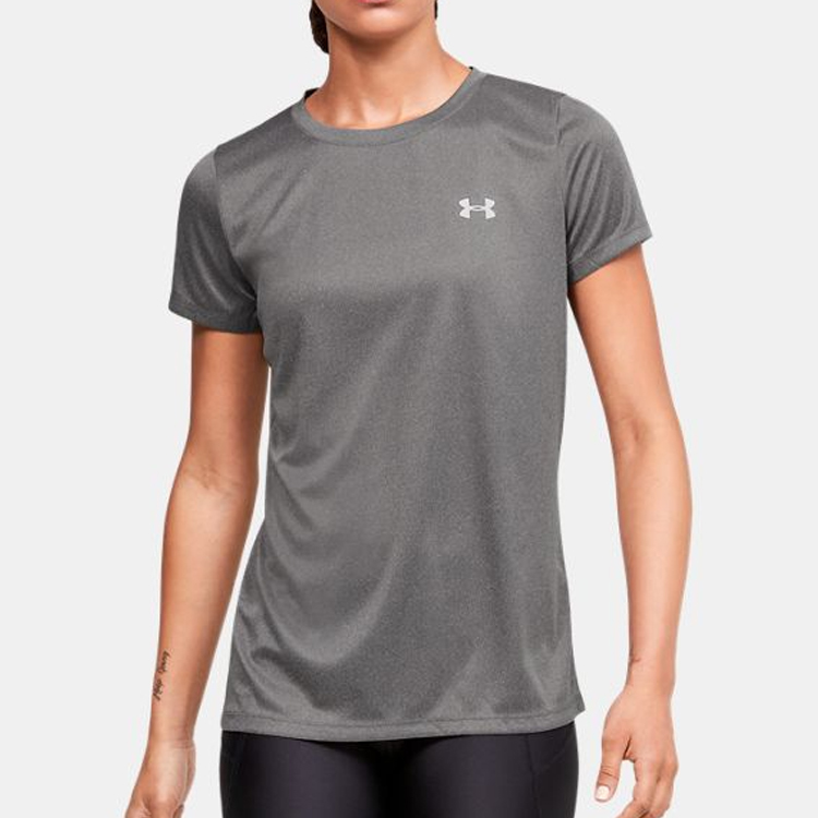 Женская футболка Under Armour Velocity Solid Crew (темно-серая) — фото 3