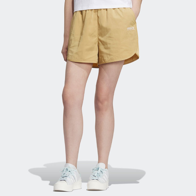 Adidas Originals Sports Shorts Women’s Light Gold White Moderate Knitted Shorts