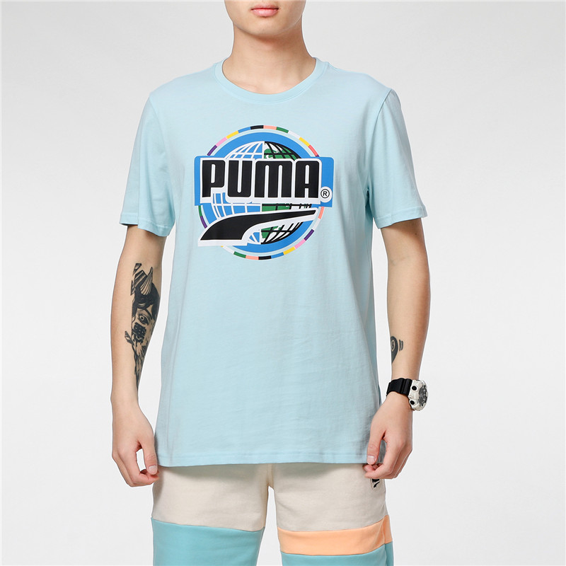 Мужская футболка PUMA Logo T (голубая) — фото 4