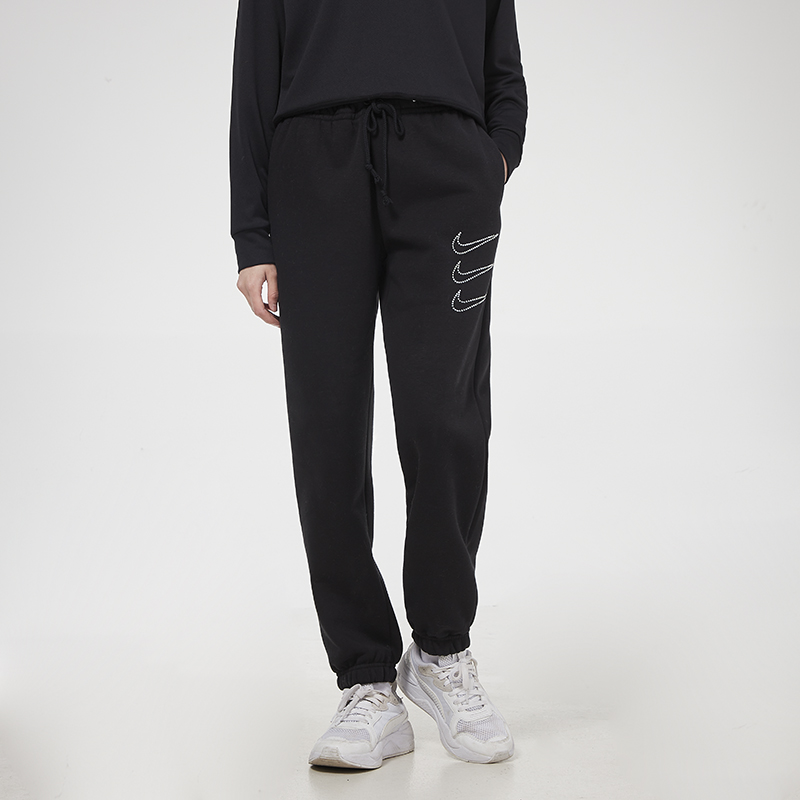 Женские штаны Nike Nsw Pant Flc Rstone Updat (черный) — фото 4
