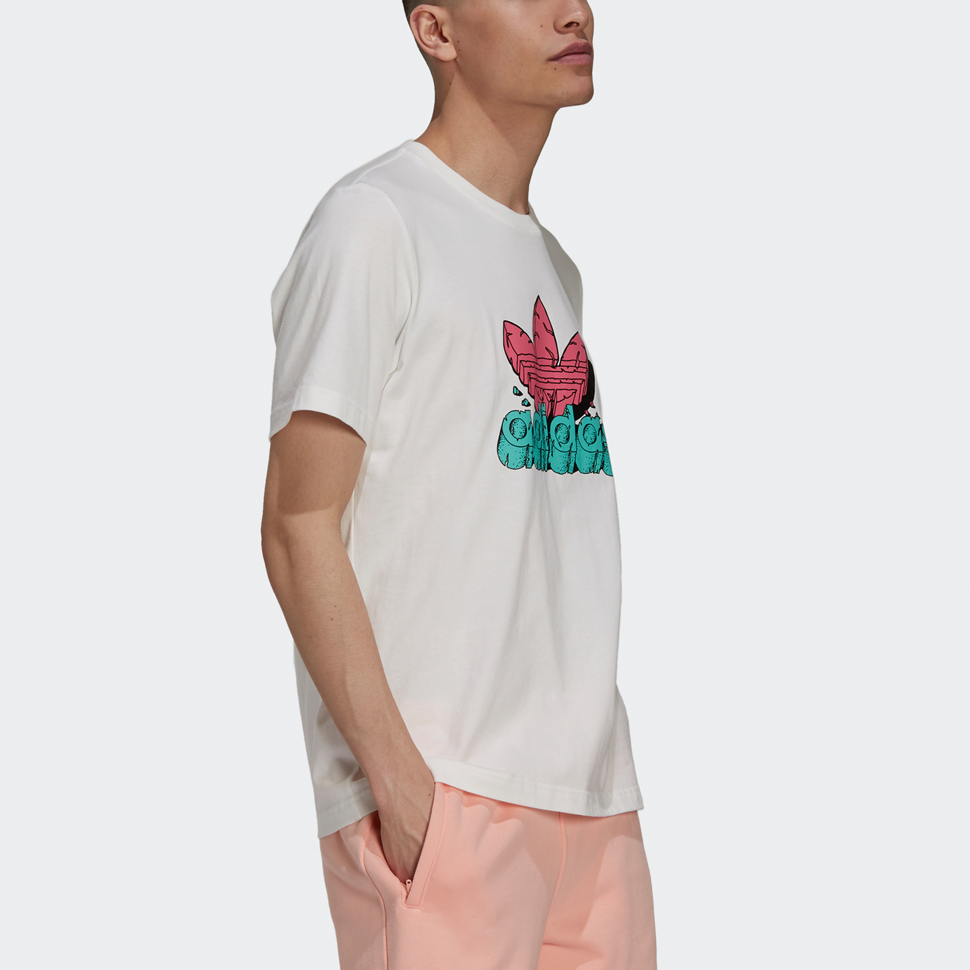 Мужская футболка adidas originals 5 As Tee LogoT (бежевая) — фото 4