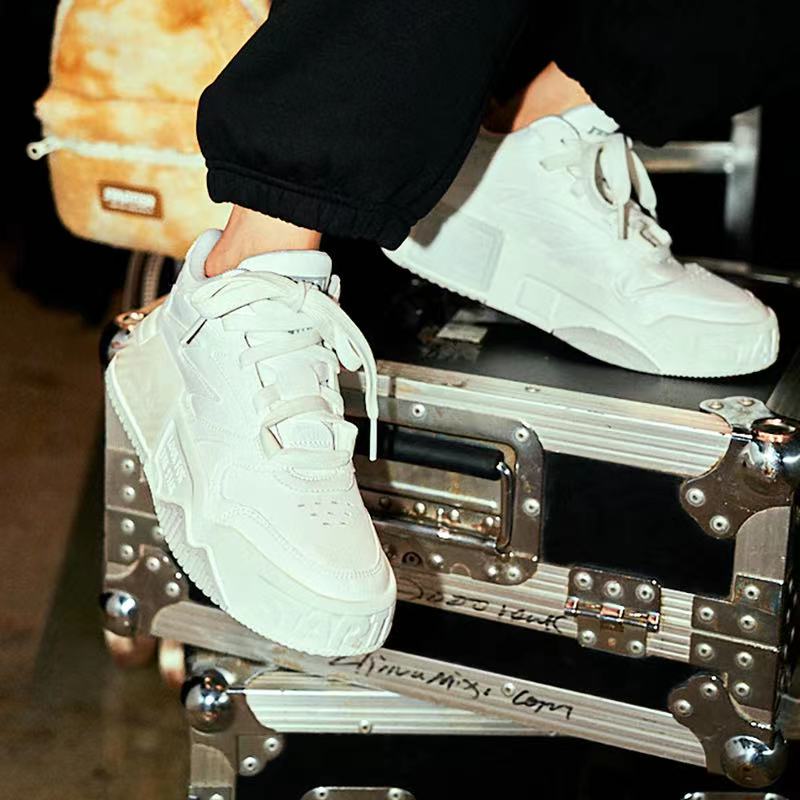 STARTER Vol Sound Wave VOL Collection Microfiber Leather Slip Resistant Mid top Skateboard Shoes Unisex White
