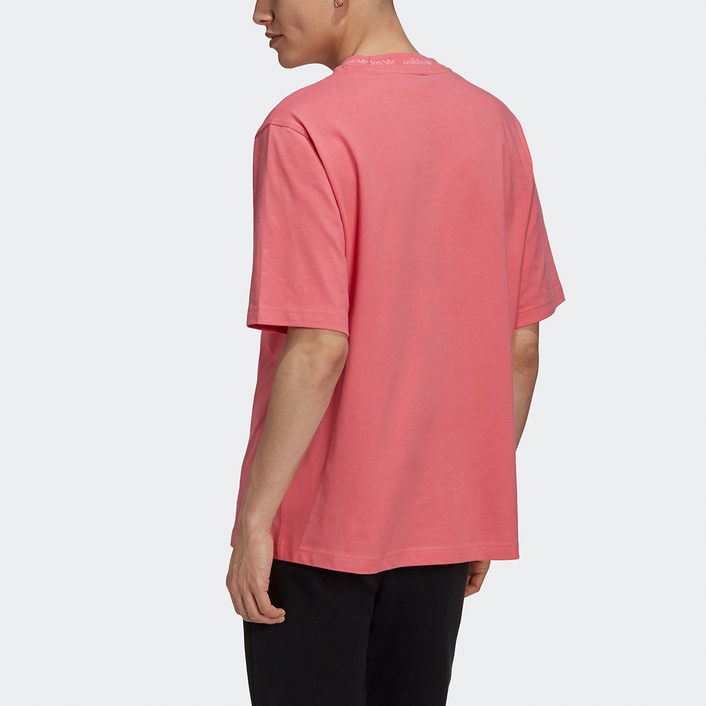 Мужская футболка adidas originals Rib Detail Tee T (ярко-розовая) — фото 3