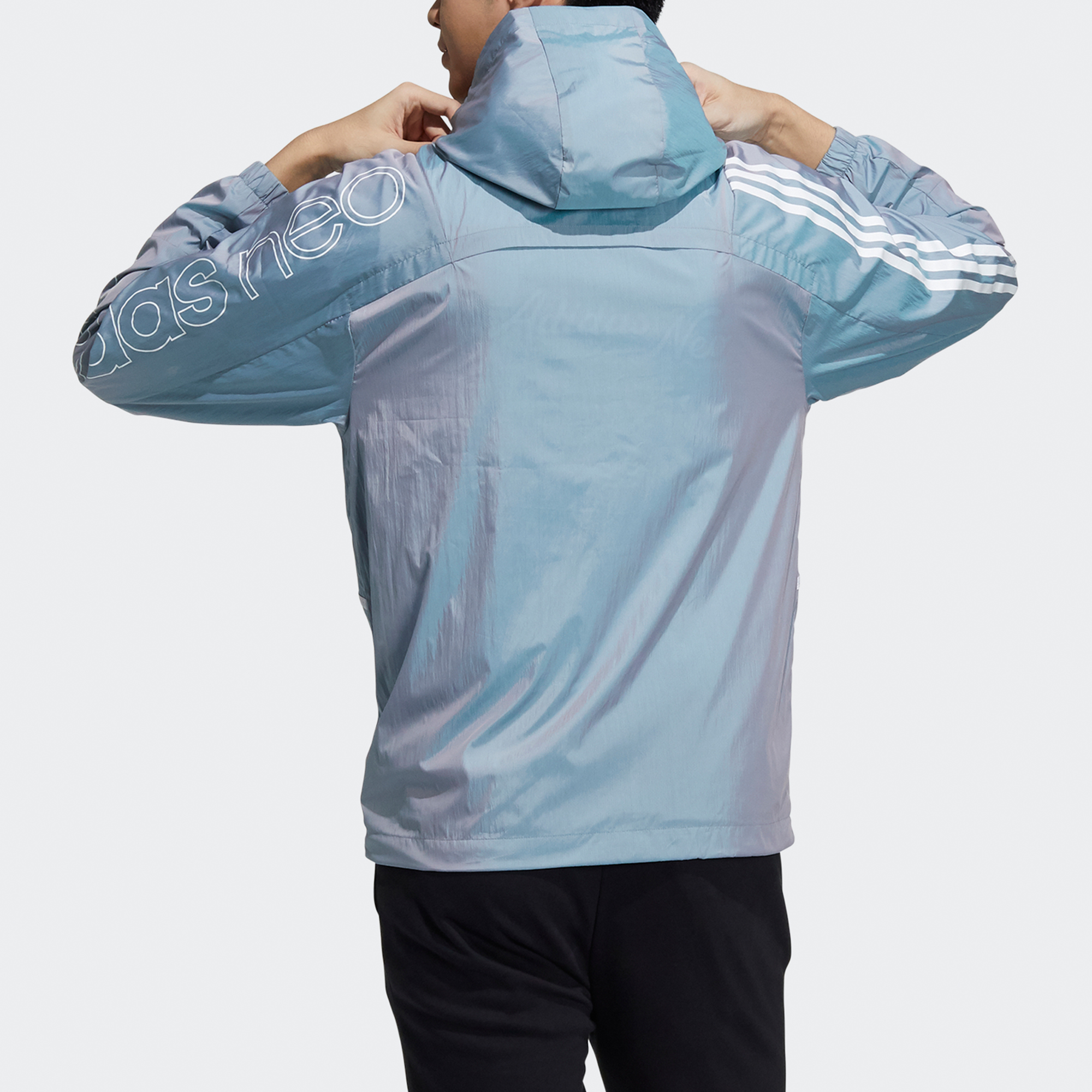 Мужская куртка adidas neo M Hype Wb Q2 (голубая) — фото 3