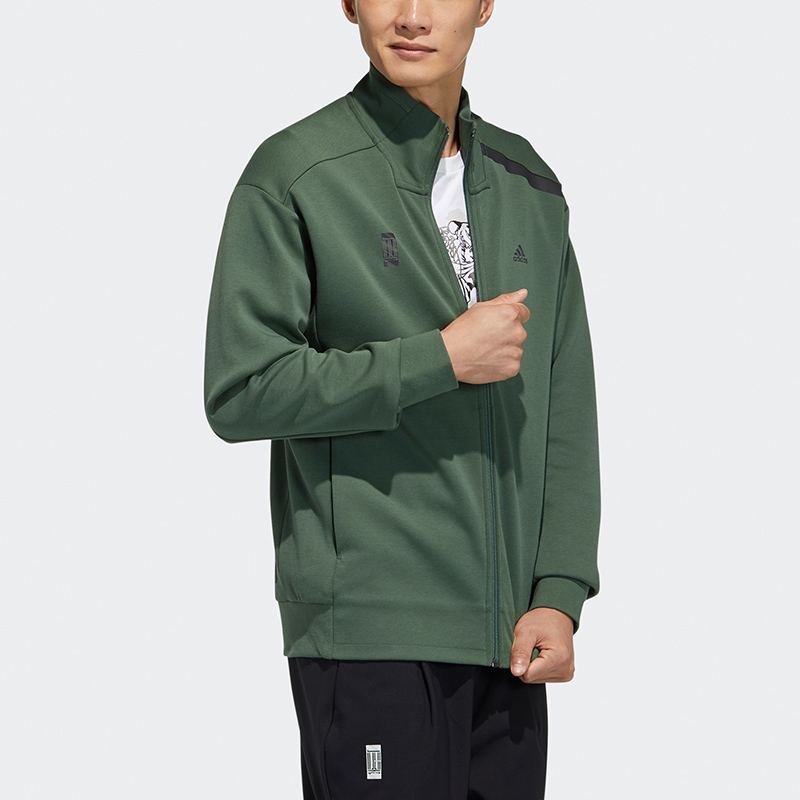 Мужская куртка adidas Wj Tt Swt (зеленый) — фото 3