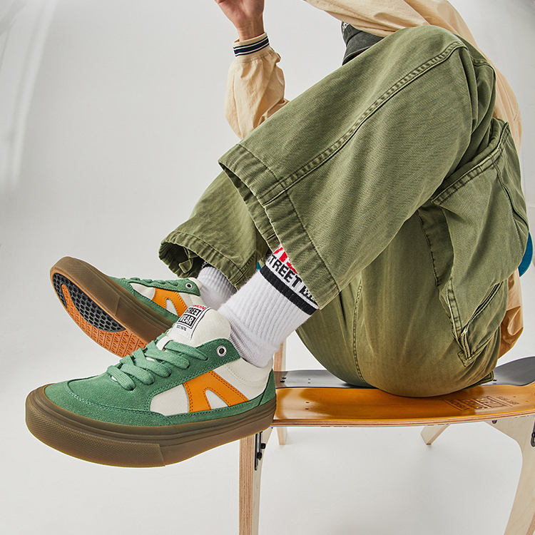 Vision Street Wear Stick Low top Skateboard Shoes Unisex Light Gray Green Ginger Yellow Multicolor