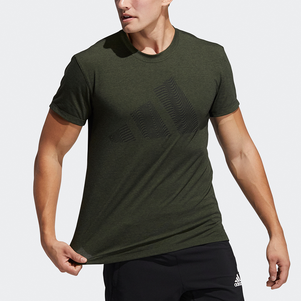 Мужская футболка adidas Three-bar Tee LogoT (зеленая) — фото 2