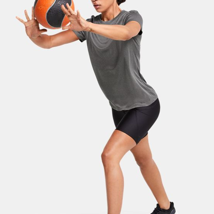 Женская футболка Under Armour Velocity Solid Crew (темно-серая) — фото 6